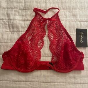 Frederick's of Hollywood Scarlet Red Lace Halter Bra Small